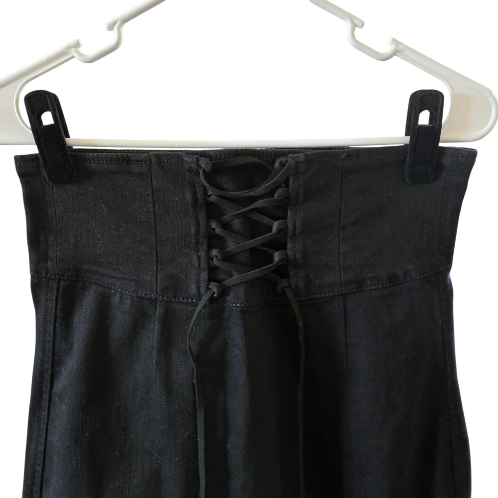 Express Black Mini Skirt with Lace-Up Detail‎